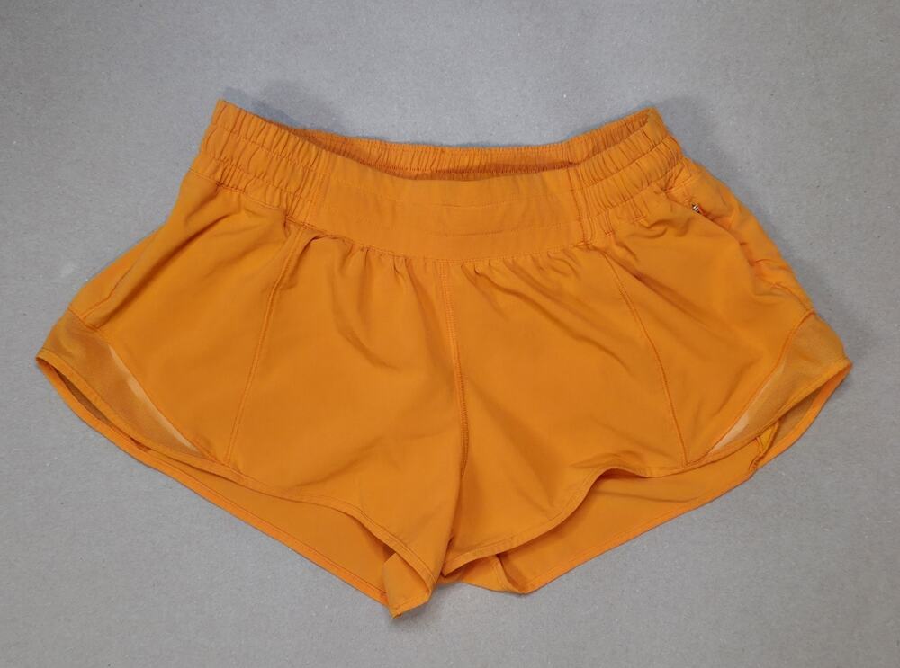 Lululemon Hotty Hot High-Rise Lined Short 2.5 orange citrus sizzle LW7AUSR SZ 8